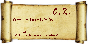 Ohr Krisztián névjegykártya